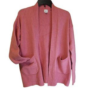 A New Day Womens Open Front Style Cardigan with Front Pockets Pink Size XS